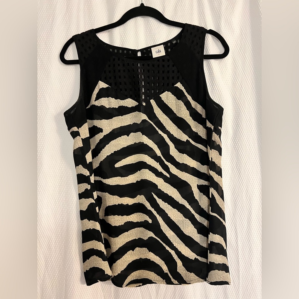 Cabi 5046 Tivoli Zebra Printed Tank Top, Small